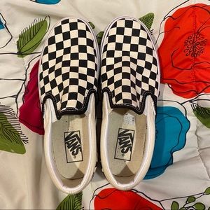 checkerboard platform slip on vans